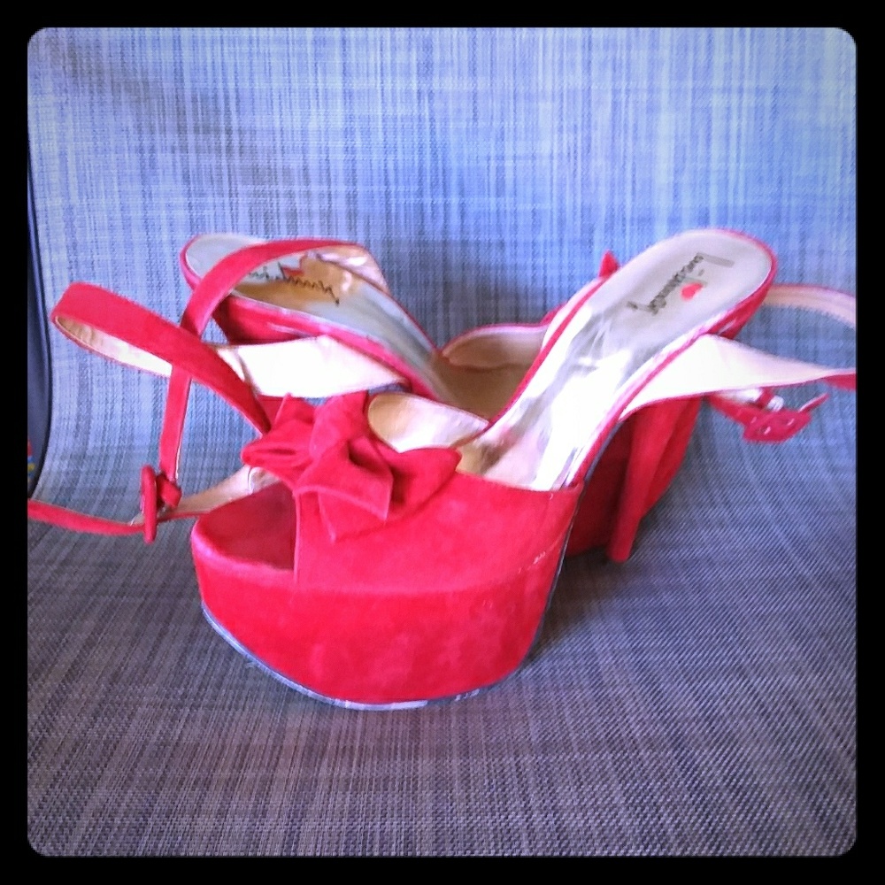 Red platform heels